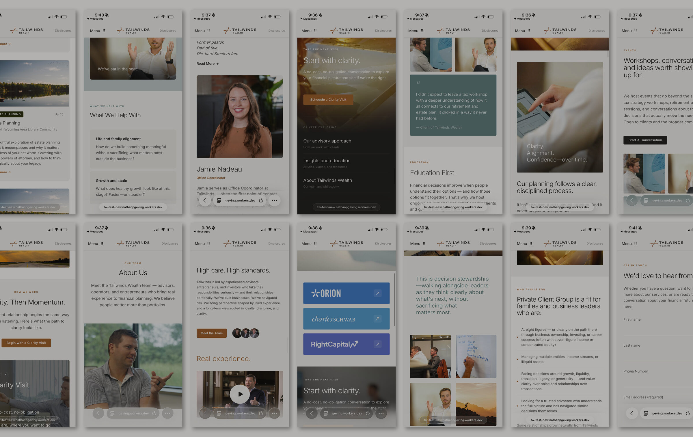 The Tailwinds Wealth website on mobile