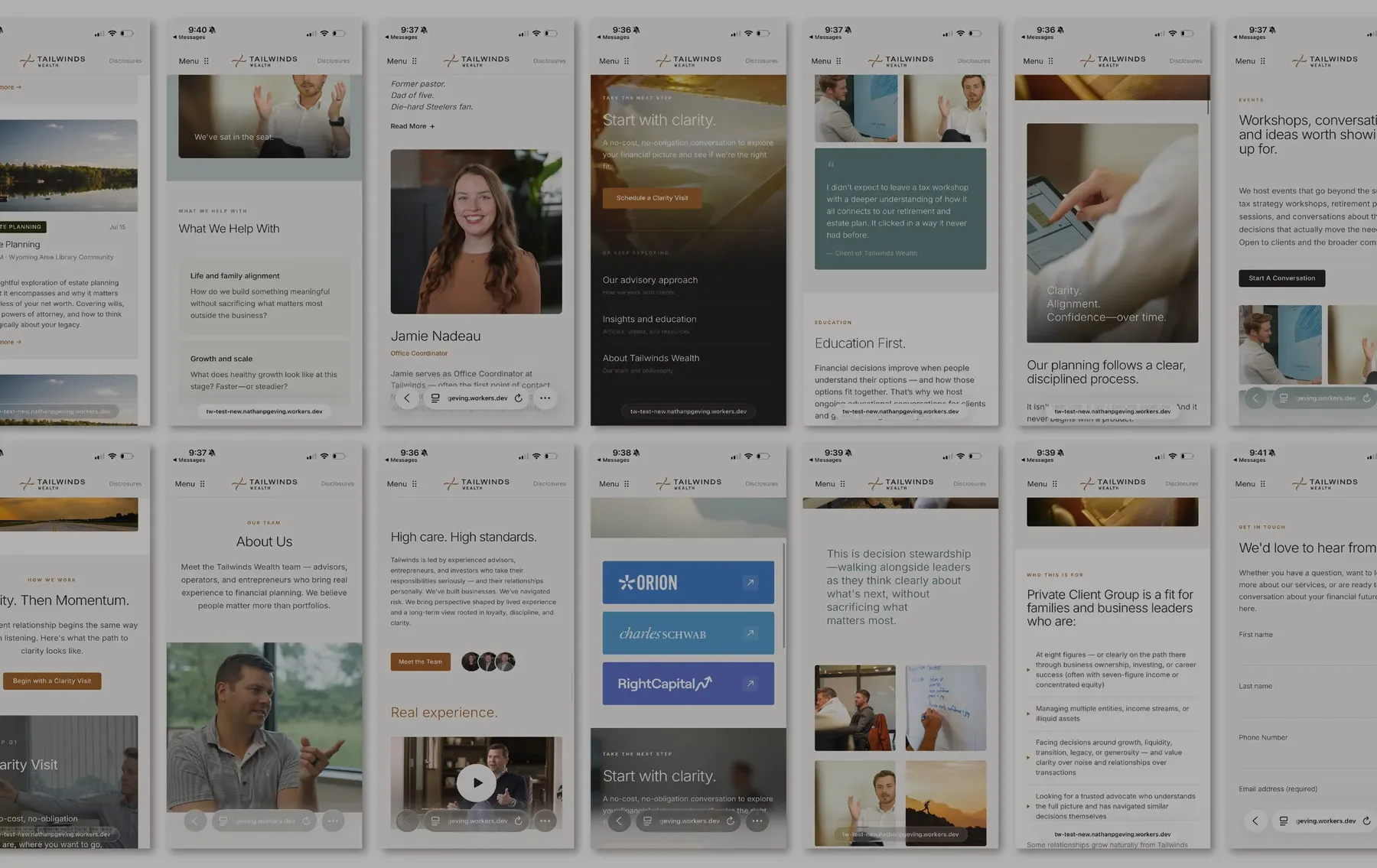 The Tailwinds Wealth website on mobile
