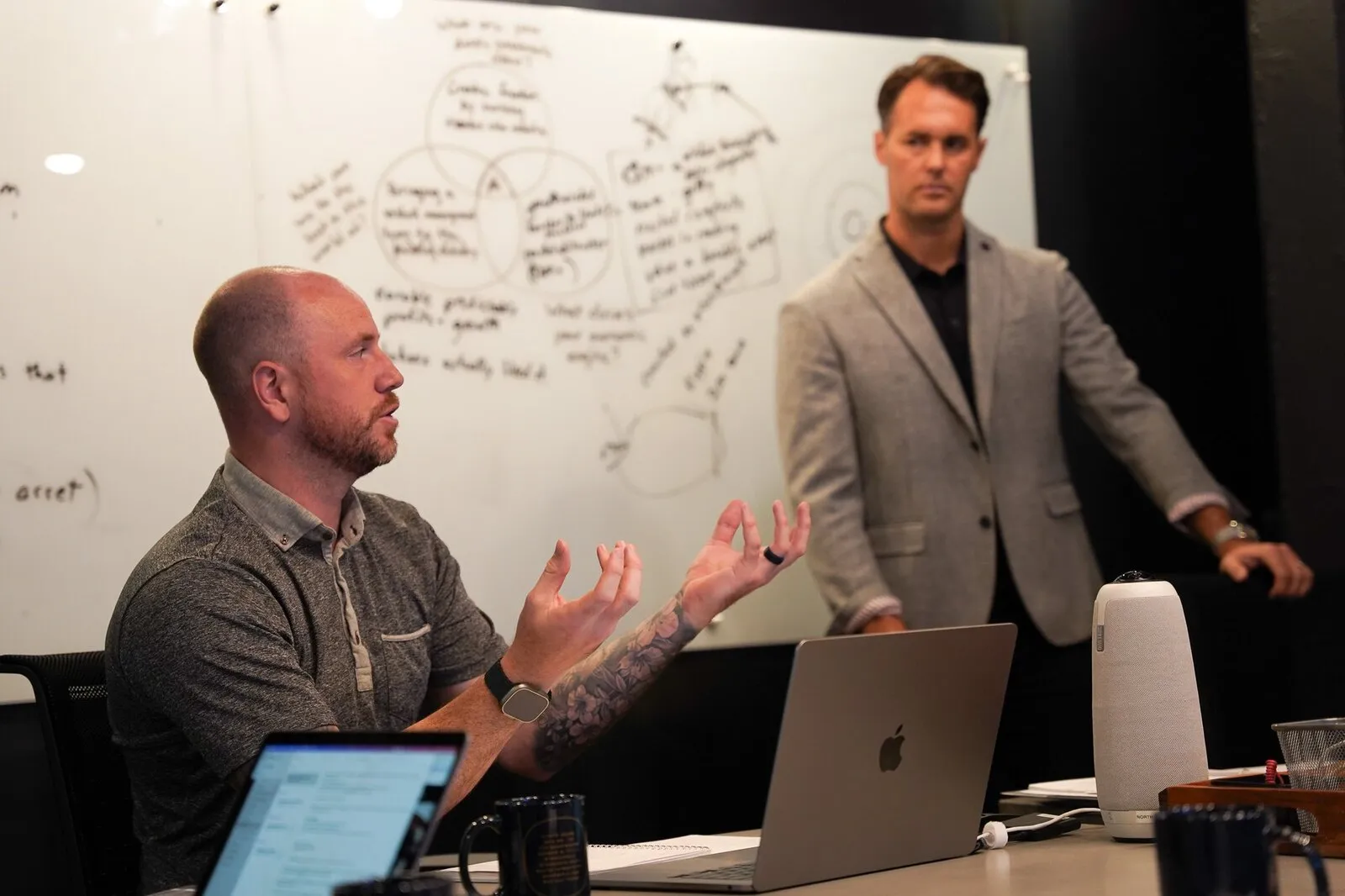 Strategy session at the whiteboard